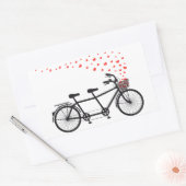 Sticker Rectangulaire vélo tandem avec coeur rouge (Enveloppe)