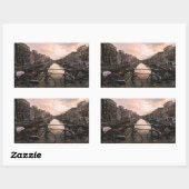 Sticker Rectangulaire Vélos au coucher du soleil à Amsterdam (Feuille)