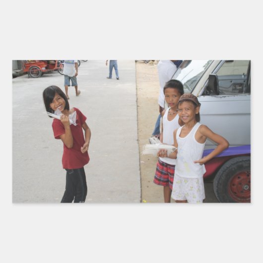 Sticker Rectangulaire Vendeurs de bougies (Devant)