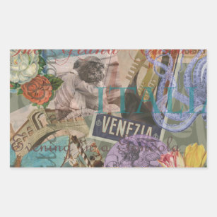 Sticker Rectangulaire Venise Italie Voyage Vintage Joli Art Coloré