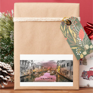 Sticker Rectangulaire Venise romantique Italie Gondola Vue ville