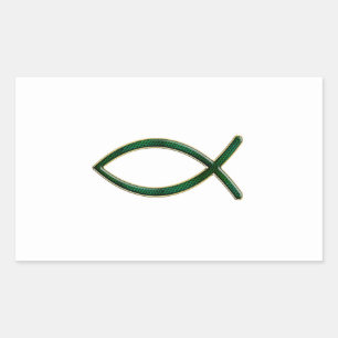 Sticker Rectangulaire ver 01 - Jésus Poisson - Arrière - plan clair