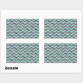 Sticker Rectangulaire Verre coupé foncé et Zigzag Turquoise (Feuille)