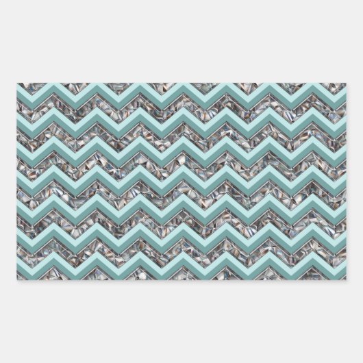 Sticker Rectangulaire Verre coupé foncé et Zigzag Turquoise (Devant)