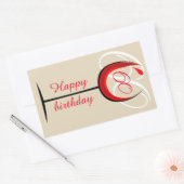 Sticker Rectangulaire Verre rouge moderne Script 60e anniversaire (Enveloppe)