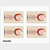 Sticker Rectangulaire Verre rouge moderne Script 70e anniversaire (Feuille)