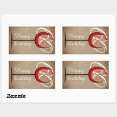 Sticker Rectangulaire Verre rouge rustique Script 60e anniversaire (Feuille)