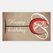 Sticker Rectangulaire Verre rouge rustique Script 60e anniversaire (Devant)