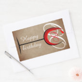 Sticker Rectangulaire Verre rouge rustique Script 60e anniversaire (Enveloppe)