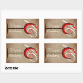 Sticker Rectangulaire Verre rouge rustique Script 70e anniversaire (Feuille)