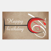 Sticker Rectangulaire Verre rouge rustique Script 70e anniversaire (Devant)