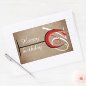 Sticker Rectangulaire Verre rouge rustique Script 70e anniversaire (Enveloppe)