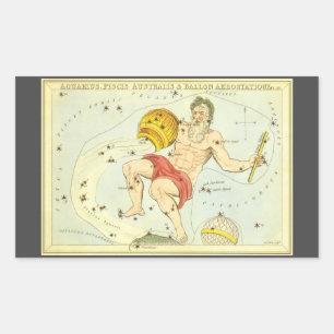 Sticker Rectangulaire Verseau, Constellation Vintage, Miroir d'Urania