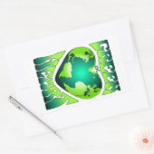 Sticker Rectangulaire VERT AU COEUR Éco écologique Rétro (Enveloppe)