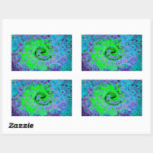 Sticker Rectangulaire Vert Citron Groovy Abstrait Rétro Tourbillon Liqui (Feuille)