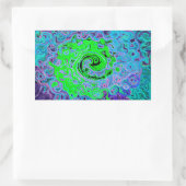 Sticker Rectangulaire Vert Citron Groovy Abstrait Rétro Tourbillon Liqui (Sac)