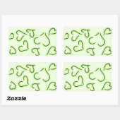 Sticker Rectangulaire Vert Coeurs mignons (Feuille)