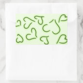 Sticker Rectangulaire Vert Coeurs mignons (Sac)