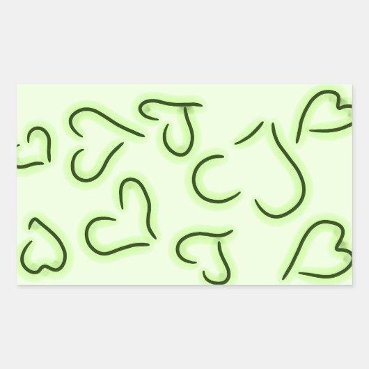 Sticker Rectangulaire Vert Coeurs mignons (Devant)