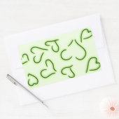 Sticker Rectangulaire Vert Coeurs mignons (Enveloppe)