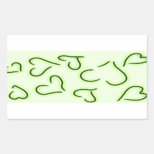 Sticker Rectangulaire Vert Coeurs mignons