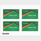 Sticker Rectangulaire Vert professionnel avec rayure orange Entreprise (Feuille)