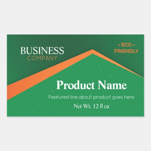Sticker Rectangulaire Vert professionnel avec rayure orange Entreprise (Devant)