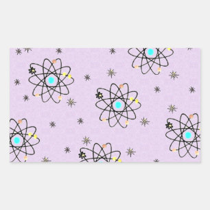 Sticker Rectangulaire Vêtements et Cadeaux Rétro Années 50 Imprimé Atomi