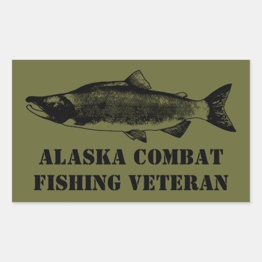 Sticker Rectangulaire Vétérinaire de la pêche de combat de l'Alaska (Devant)