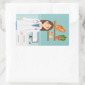 Sticker Rectangulaire Vétérinaire Femme Vétérinaire Fille Avec Chat Oran (Sac)