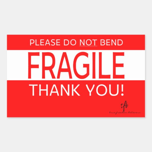 Sticker Rectangulaire Veuillez NE PAS Plier et Merci 1 (Devant)