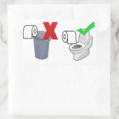 Sticker Rectangulaire Veuillez Rincer Votre Papier Toilette (Sac)