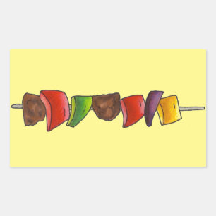Sticker Rectangulaire Viande et légumes Kebab Street Viande Veggie broch