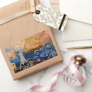 Sticker Rectangulaire Vibes Côtières, Flair Artistique