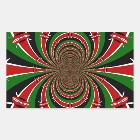Sticker Rectangulaire Vibrant Kenya Vision : Drapeau kényan en miroir (Devant)