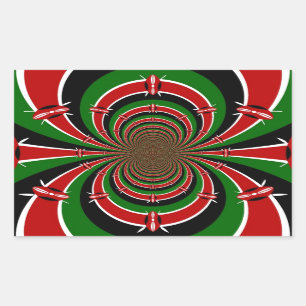 Sticker Rectangulaire Vibrant Kenya Vision : Drapeau kényan en miroir