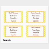 Sticker Rectangulaire Vichy jaune rétro modifiable (Feuille)