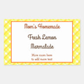 Sticker Rectangulaire Vichy jaune rétro modifiable (Devant)