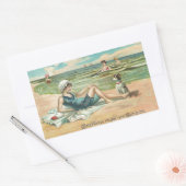 Sticker Rectangulaire Victorian Beach Swim Girl Ocean Summer Vacances (Enveloppe)