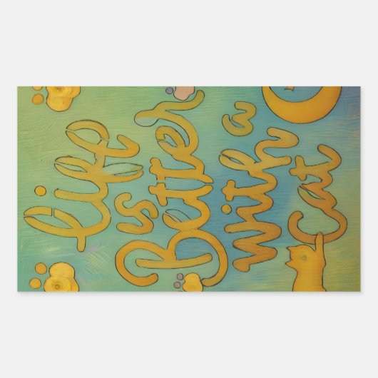 Sticker Rectangulaire Vie de chat (Devant)