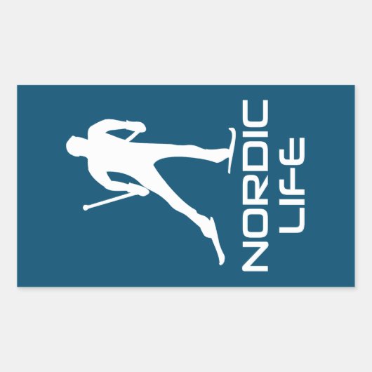 Sticker Rectangulaire Vie de ski nordique (Devant)
