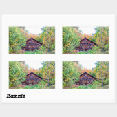Sticker Rectangulaire Vieille grange à l'automne (Feuille)