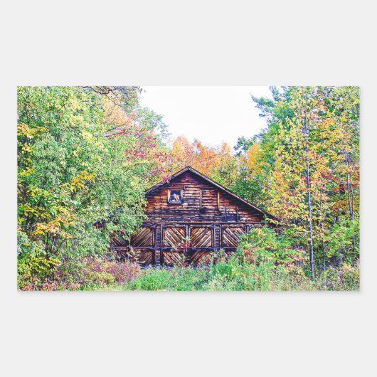 Sticker Rectangulaire Vieille grange à l'automne (Devant)