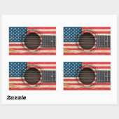 Sticker Rectangulaire Vieille guitare acoustique avec le drapeau (Feuille)