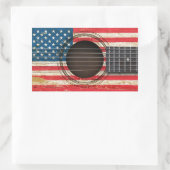 Sticker Rectangulaire Vieille guitare acoustique avec le drapeau (Sac)