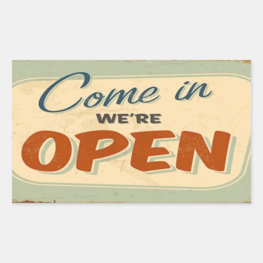 Sticker Rectangulaire viens nous sommes ouverts (Devant)