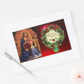 Sticker Rectangulaire VIERGE AVEC ENFANTS ET SAINTS MONOGRAM Émeraude ve (Enveloppe)
