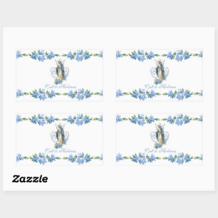 Sticker Rectangulaire Vierge Marie Catholique Florale Religieuse Vintage