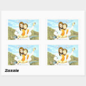 Sticker Rectangulaire Vierge Marie et l'enfant Jésus (Feuille)
