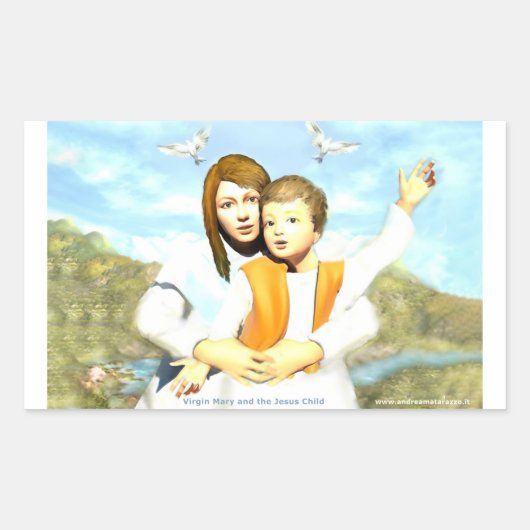 Sticker Rectangulaire Vierge Marie et l'enfant Jésus (Devant)
